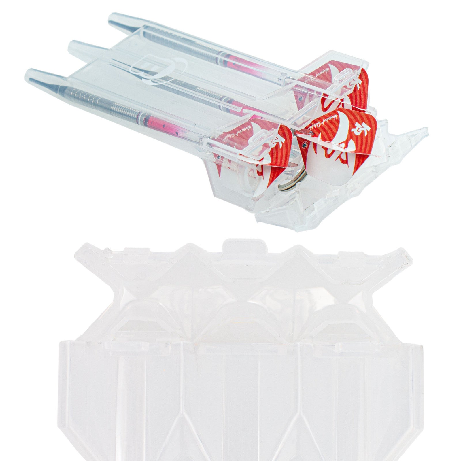 BULL'S Acra X Dart-Etui – für voll aufgebaute Darts - weiß/clear