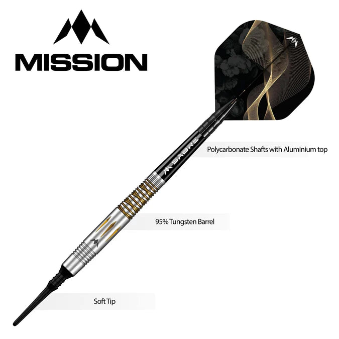 Mission Almudena Fajardo Ayuso Darts – Softdarts – 95 % Wolfram – Gold PVD gefrästes Silber
