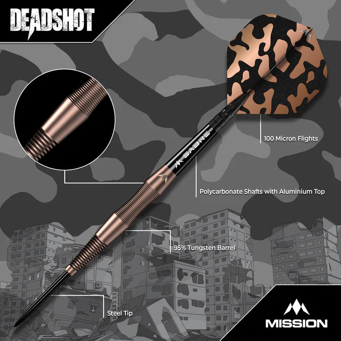 Mission Dead Shot Darts - Stahlspitze - 95% Tungsten - Bronzefarben 23 gr