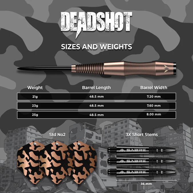 Mission Dead Shot Darts - Stahlspitze - 95% Tungsten - Bronzefarben 23 gr