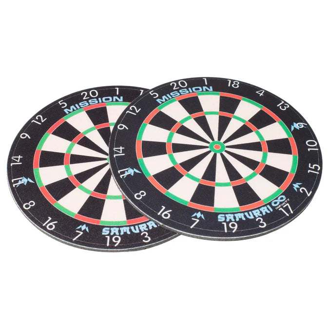 Mission Untersetzer – Infinity Dartboard-Design – Gummi und Stoff – rund 9,5 cm – 2er-Pack