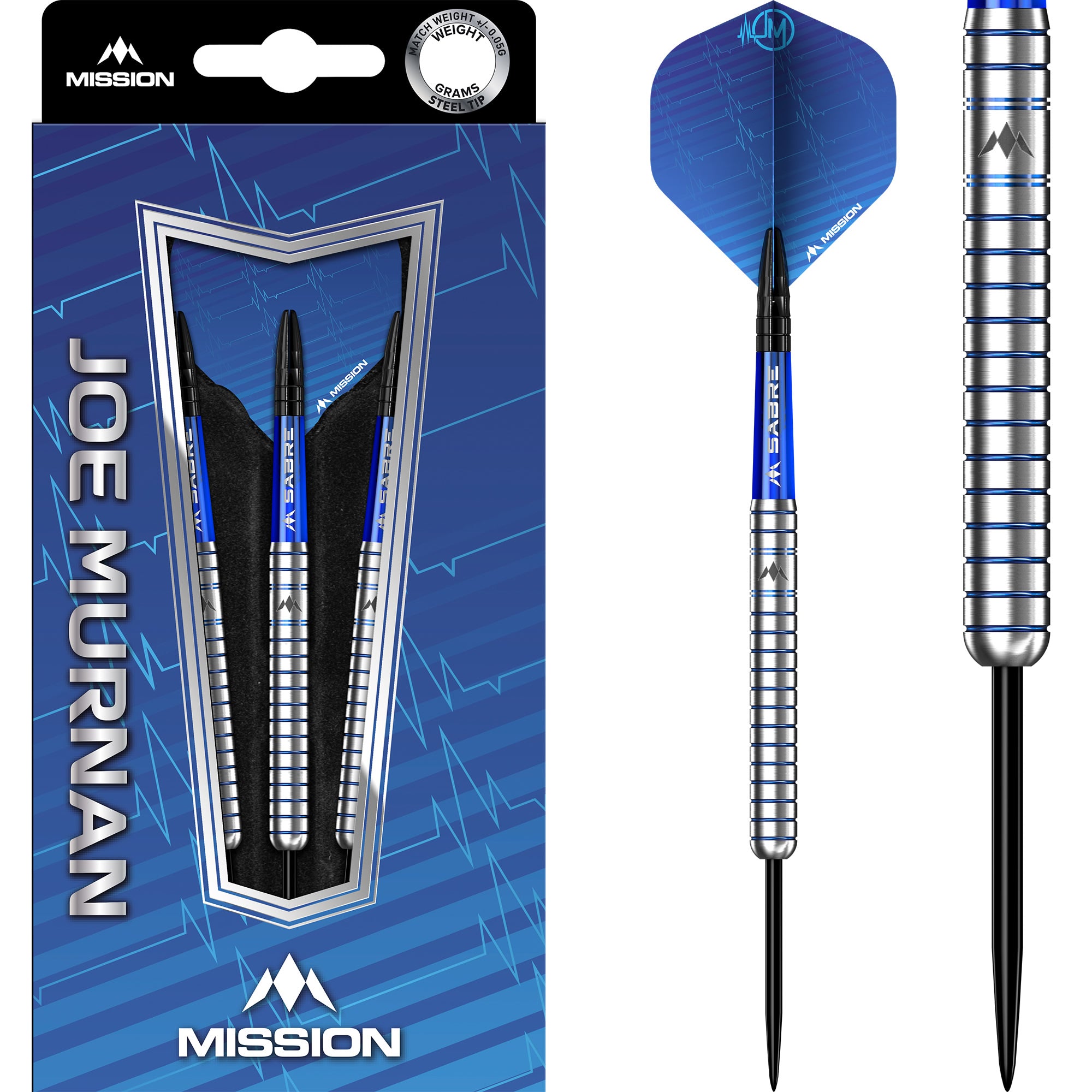 Mission Joe Murnan Darts – Stahlspitze – Elektroblau 22 gr