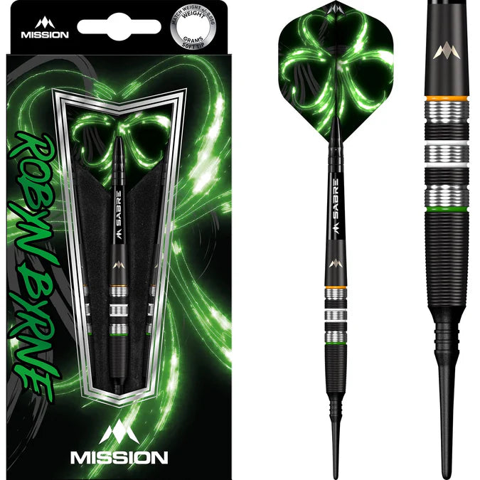 Mission Robyn Byrne Darts – Softdarts – 90 % – Schwarzes Titan 18 gr