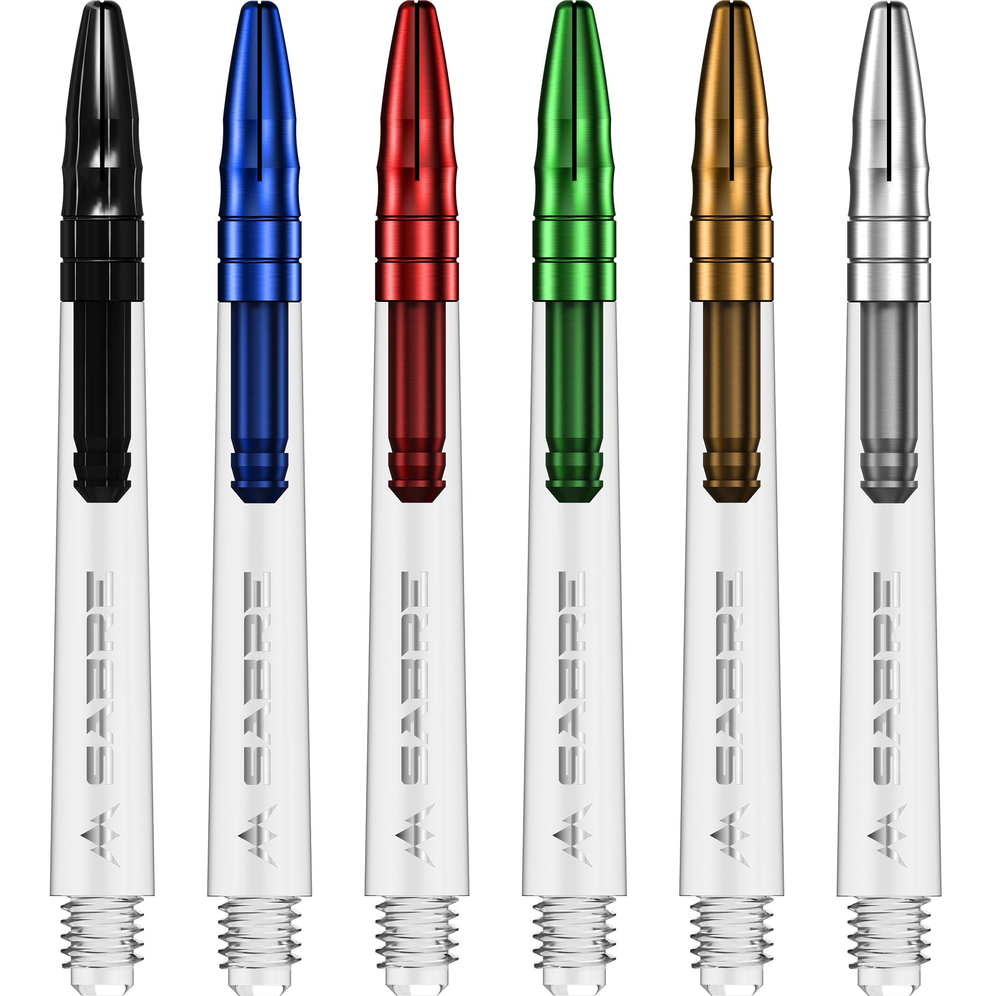 Mission Sabre Shafts – Polycarbonat Dart Schäfte – Schaft clear - top farbig