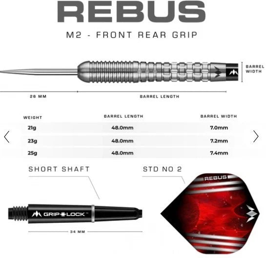 Mission Rebus Steeldarts 90% Tungsten 23 24 25 26 gr Darts